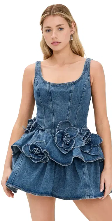 Aknvas Devyn Denim Dress with Rose Detail | Thumbnail 1 Aknvas Devyn Denim Dress with Rose Detail | Thumbnail 1