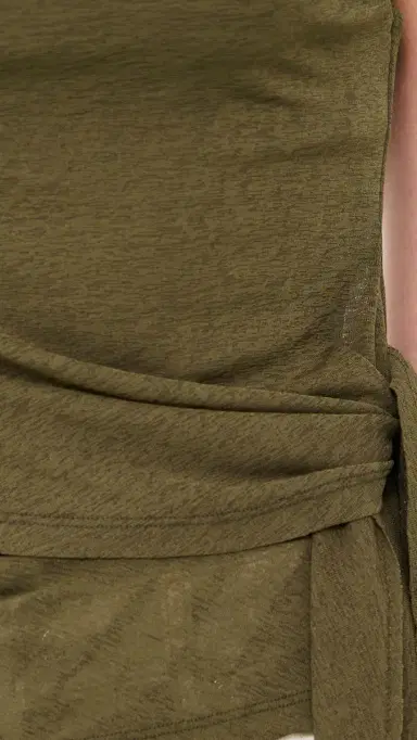 Ganni Tie Knot Tank Top Military Olive 36 | Thumbnail 6
