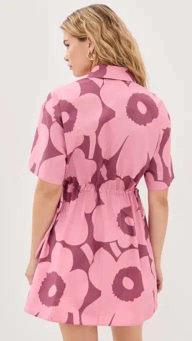 Marimekko Katkelma Unikko Mini Dress Rose/Dark Rose 40 | Thumbnail 3