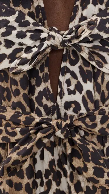 Ganni Printed Cotton Tie Strap Midi Dress Leopard | Thumbnail 6
