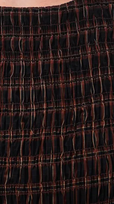 GANNI Smocked Check Tie Top Cappuccino | Thumbnail 6 GANNI Smocked Check Tie Top Cappuccino | Thumbnail 6
