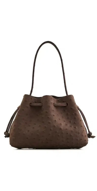 MANSUR GAVRIEL Drawstring Pouchette Shoulder Bag Ebony | Thumbnail 1 MANSUR GAVRIEL Drawstring Pouchette Shoulder Bag Ebony | Thumbnail 1