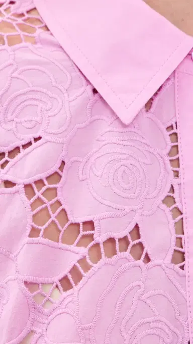 L'AGENCE eychelle Cropped Button Down hirt Peony | Thumbnail 6 L'AGENCE eychelle Cropped Button Down hirt Peony | Thumbnail 6
