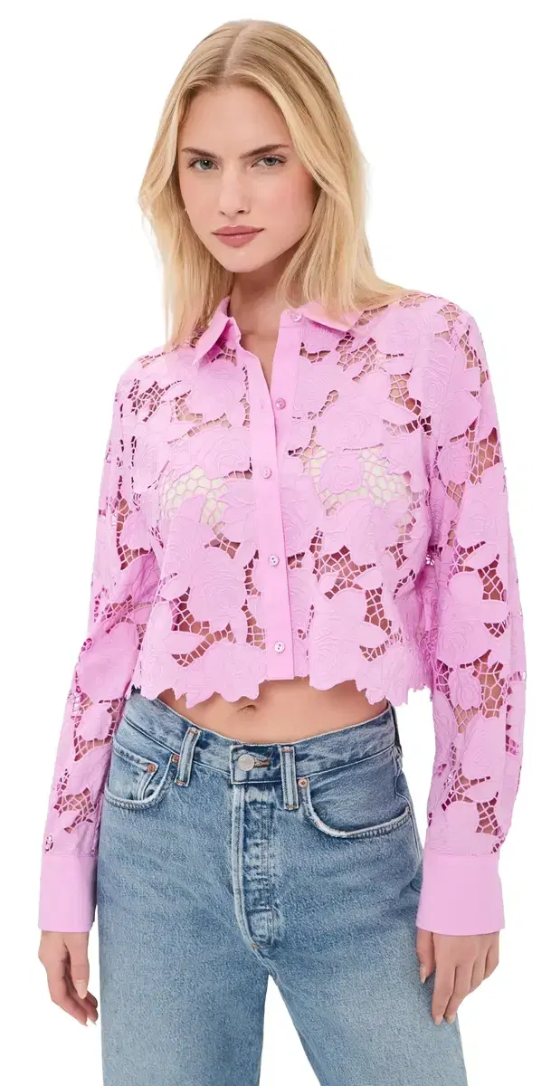 L'AGENCE eychelle Cropped Button Down hirt Peony