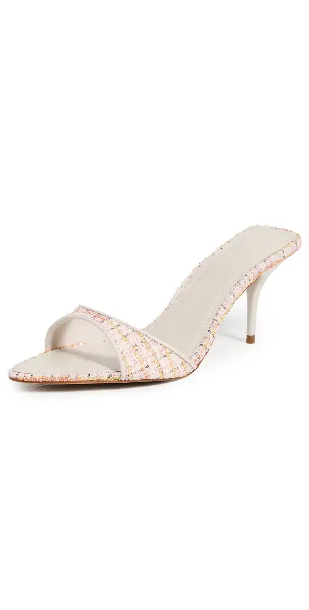 Schutz Elodie Tweed Mules Cherry Blossom/Pearl