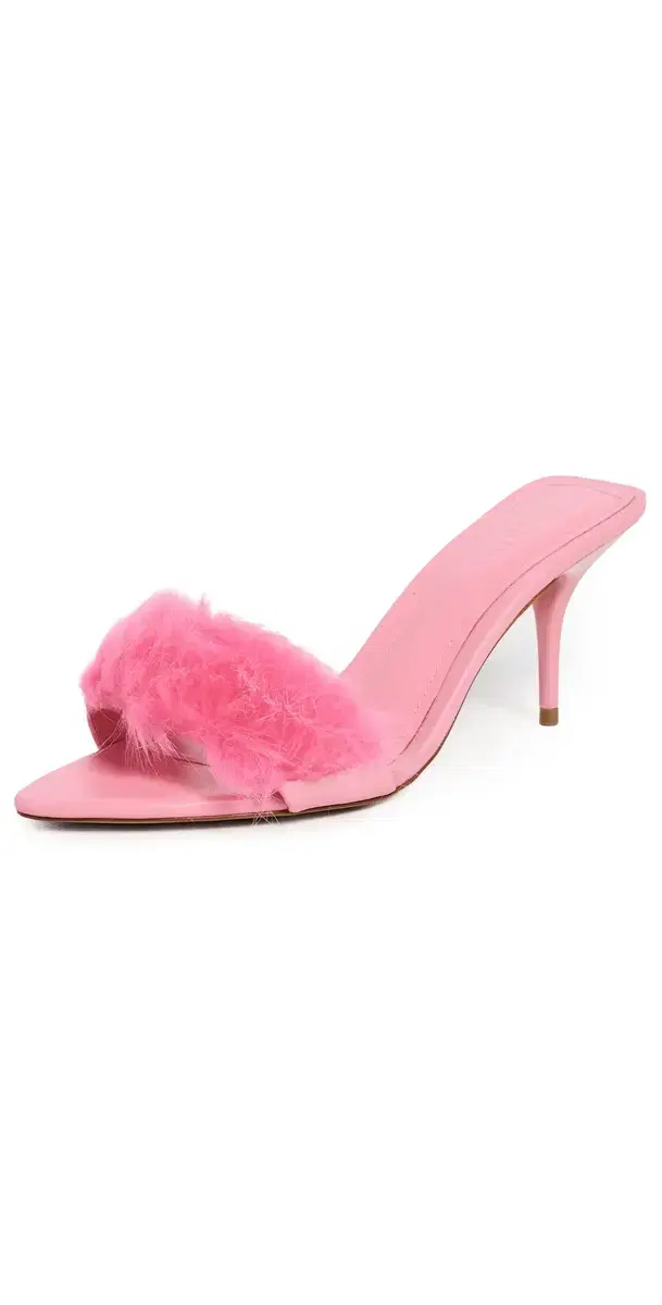 Schutz Elodie Fur Mules Cherry Blossom