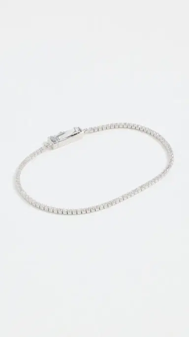By Adina Eden Classic Thin Tennis Bracelet Silver One Size | Thumbnail 2