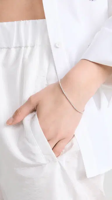By Adina Eden Classic Thin Tennis Bracelet Silver One Size | Thumbnail 3