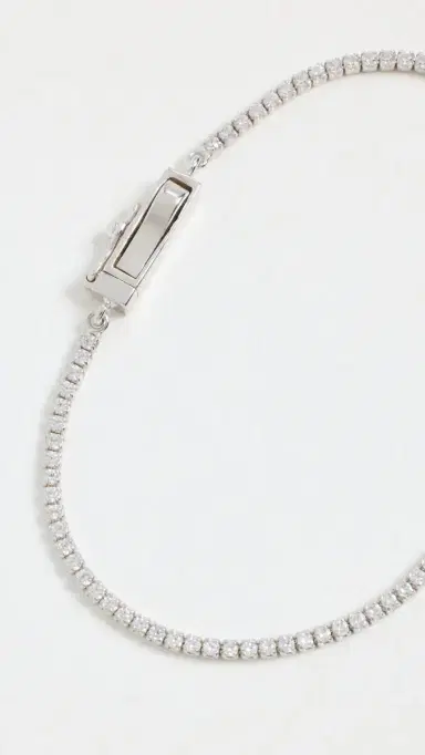 By Adina Eden Classic Thin Tennis Bracelet Silver One Size | Thumbnail 4