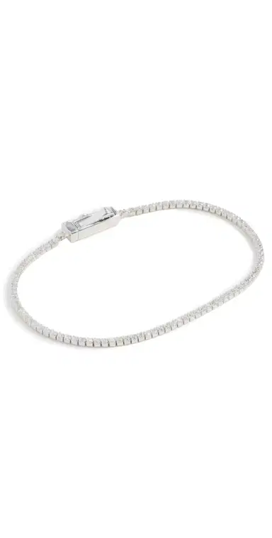 By Adina Eden Classic Thin Tennis Bracelet Silver One Size | Thumbnail 1