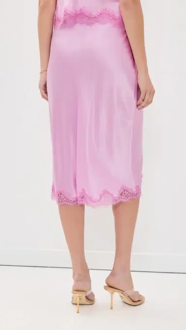 L'Agence Tico Lace Midi Skirt alibu Pink/Peony | Thumbnail 3