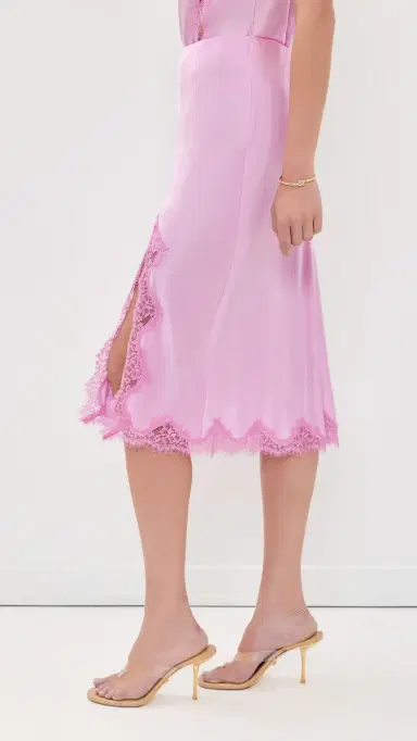 L'Agence Tico Lace Midi Skirt alibu Pink/Peony | Thumbnail 4