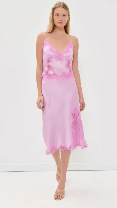L'Agence Tico Lace Midi Skirt alibu Pink/Peony | Thumbnail 5