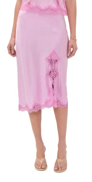 L'Agence Tico Lace Midi Skirt alibu Pink/Peony | Thumbnail 1