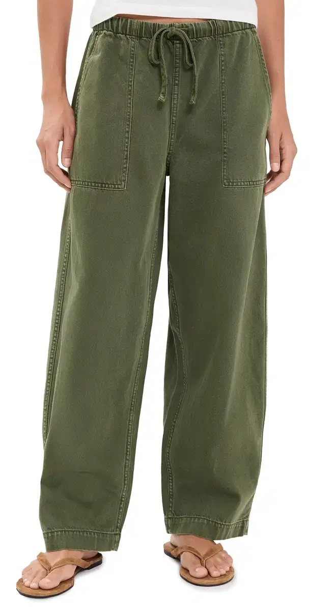 Madewell Pull-On Barrel-eg Utility Pants in Airy Denim Faded Ivy
