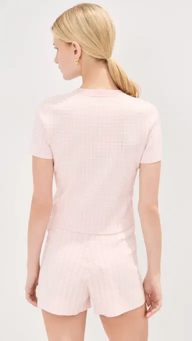 LE BOP Gingham Knit Tee Ballet Pink L | Thumbnail 3