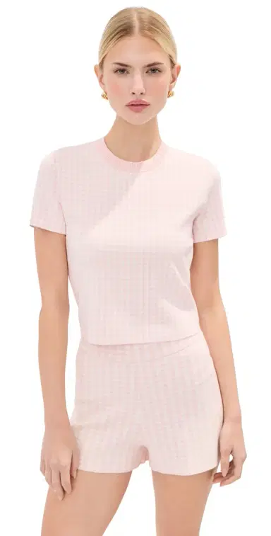 LE BOP Gingham Knit Tee Ballet Pink L | Thumbnail 1