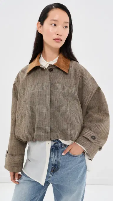 Róhe Suede Collar Blouson Jacket Prince of Wales | Thumbnail 2
