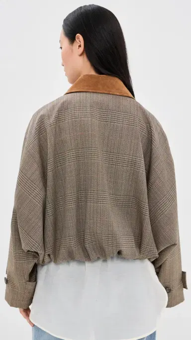 Róhe Suede Collar Blouson Jacket Prince of Wales | Thumbnail 3