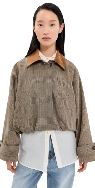 Róhe Suede Collar Blouson Jacket Prince of Wales | Thumbnail 1