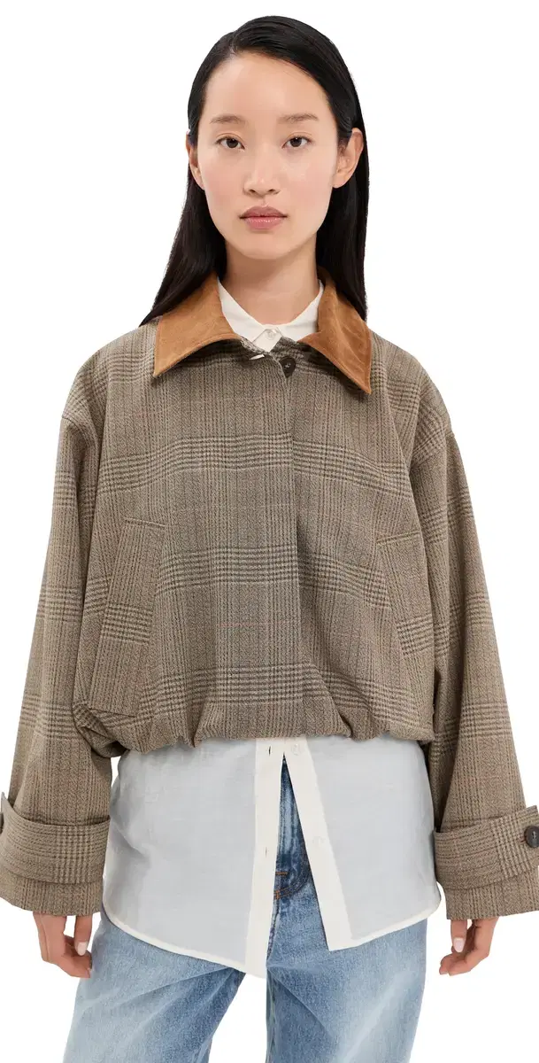 Róhe Suede Collar Blouson Jacket Prince of Wales