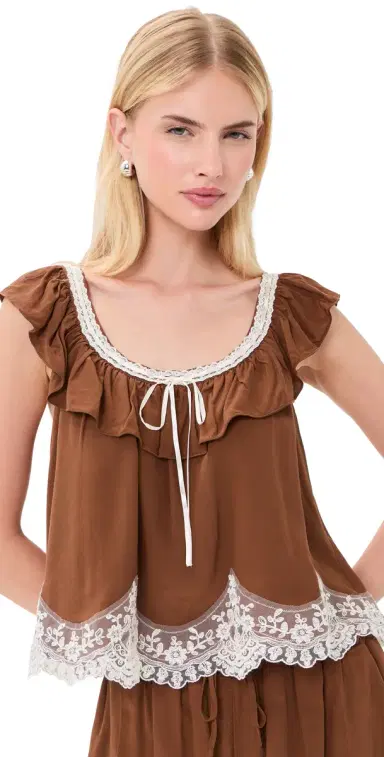 Wayf Wendy Top Chocolate L | Thumbnail 1