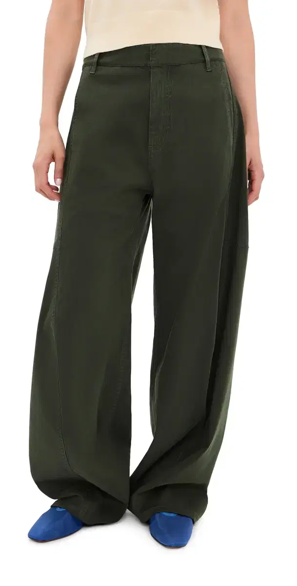 Tibi Reactive Garment Dyed Stretch Twill Sid Pants Army Green