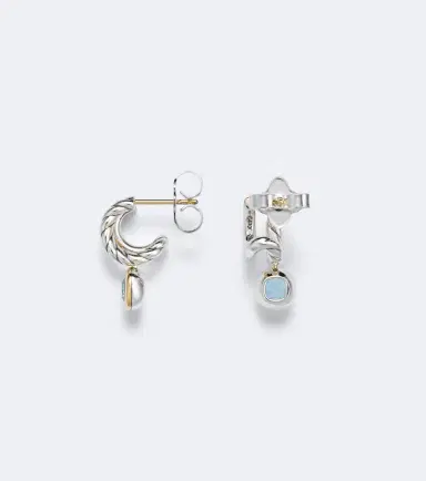 David Yurman DY Mercer 18kt gold and sterling silver earrings with topaz | Thumbnail 2