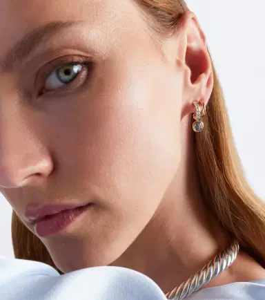 David Yurman DY Mercer 18kt gold and sterling silver earrings with topaz | Thumbnail 4