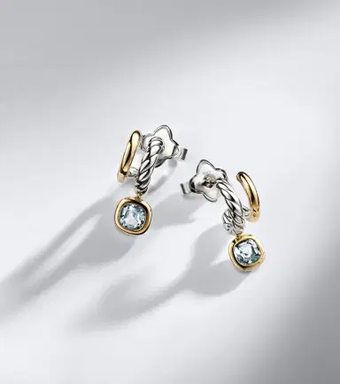 David Yurman DY Mercer 18kt gold and sterling silver earrings with topaz | Thumbnail 5
