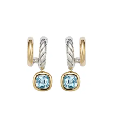 David Yurman DY Mercer 18kt gold and sterling silver earrings with topaz | Thumbnail 1