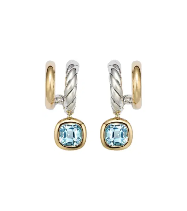 David Yurman DY Mercer 18kt gold and sterling silver earrings with topaz