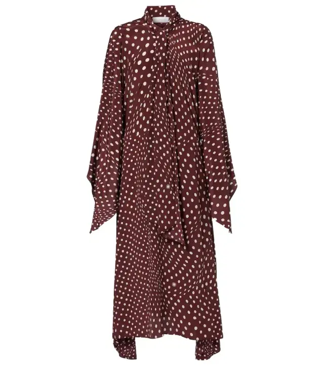 Stella McCartney Polka-dot tie-neck silk midi dress