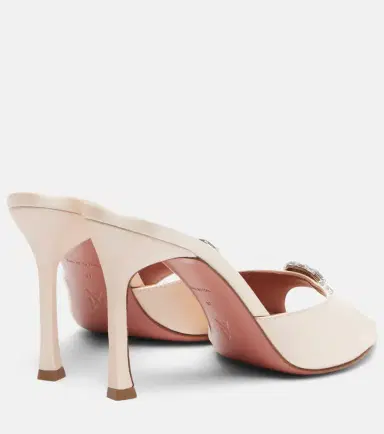 Amina Muaddi Mini Camelia embellished satin mules | Thumbnail 3