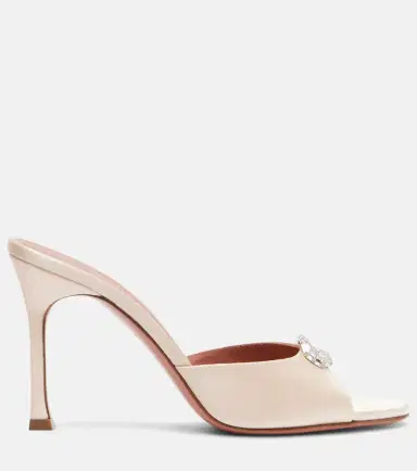 Amina Muaddi Mini Camelia embellished satin mules | Thumbnail 4