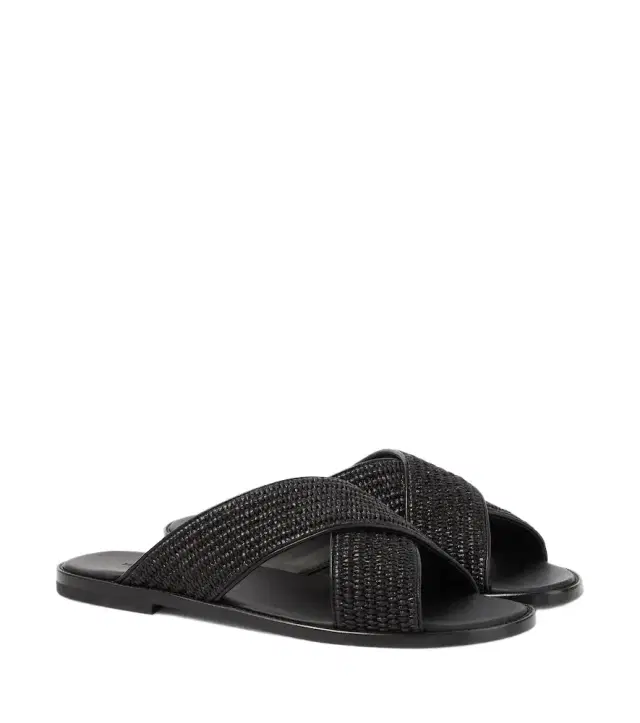 Manolo Blahnik Otawi raffia slides