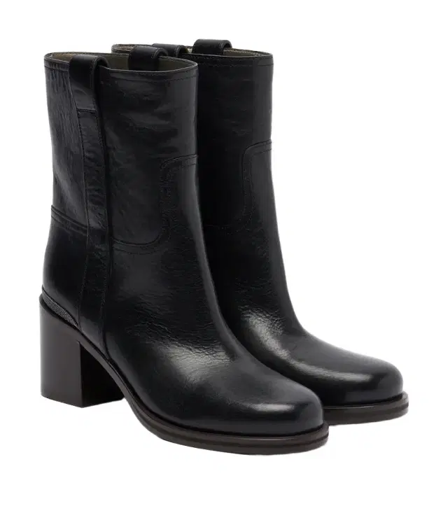 Brunello Cucinelli Monili leather ankle boots