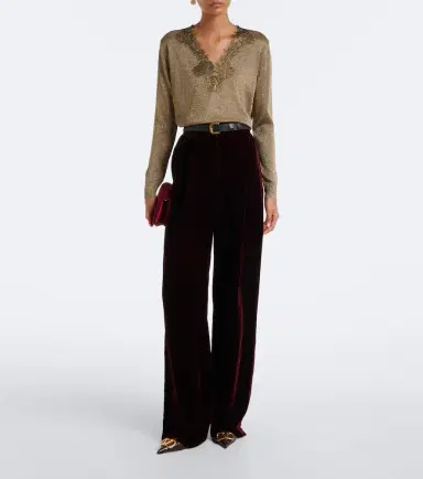 Valentino Lace-trimmed lamé sweater | Thumbnail 5