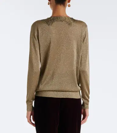 Valentino Lace-trimmed lamé sweater | Thumbnail 6