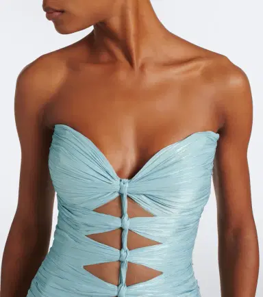 Costarellos Ruched Lurex georgette gown | Thumbnail 2 Costarellos Ruched Lurex georgette gown | Thumbnail 2
