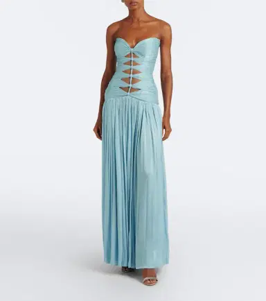 Costarellos Ruched Lurex georgette gown | Thumbnail 4 Costarellos Ruched Lurex georgette gown | Thumbnail 4