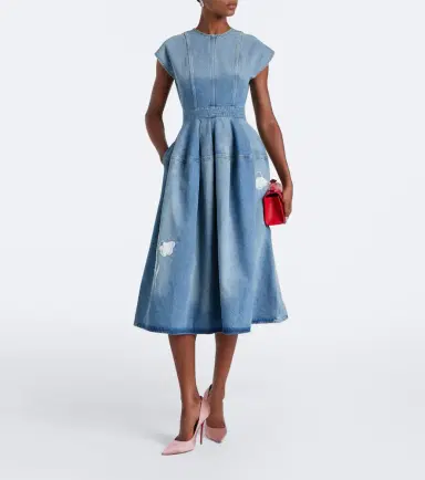 Erdem Floral-appliqué denim midi skirt | Thumbnail 6 Erdem Floral-appliqué denim midi skirt | Thumbnail 6