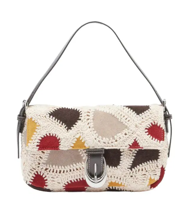 Staud Harlow Small suede and crochet shoulder bag