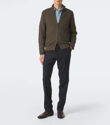 Brioni Jacquard cotton, silk, and cashmere zip-up sweater | Thumbnail 2 Brioni Jacquard cotton, silk, and cashmere zip-up sweater | Thumbnail 2