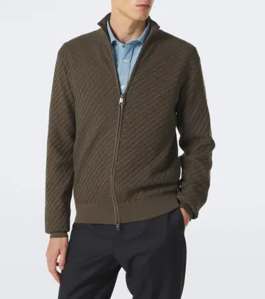 Brioni Jacquard cotton, silk, and cashmere zip-up sweater | Thumbnail 5 Brioni Jacquard cotton, silk, and cashmere zip-up sweater | Thumbnail 5