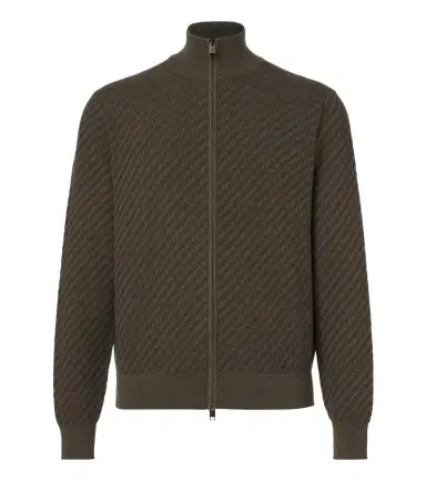 Brioni Jacquard cotton, silk, and cashmere zip-up sweater | Thumbnail 1 Brioni Jacquard cotton, silk, and cashmere zip-up sweater | Thumbnail 1