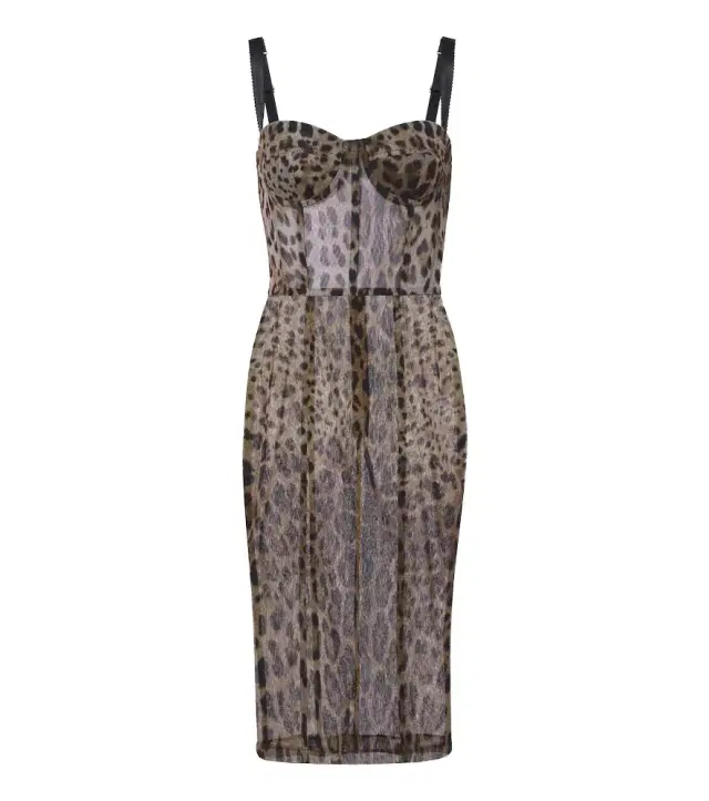 Dolce & Gabbana Leopard-print cotton and silk bustier dress