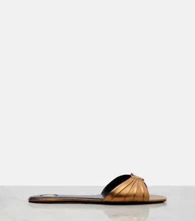 Saint Laurent Babylone metallic leather slides | Thumbnail 3 Saint Laurent Babylone metallic leather slides | Thumbnail 3