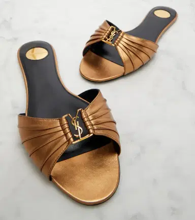 Saint Laurent Babylone metallic leather slides | Thumbnail 4 Saint Laurent Babylone metallic leather slides | Thumbnail 4