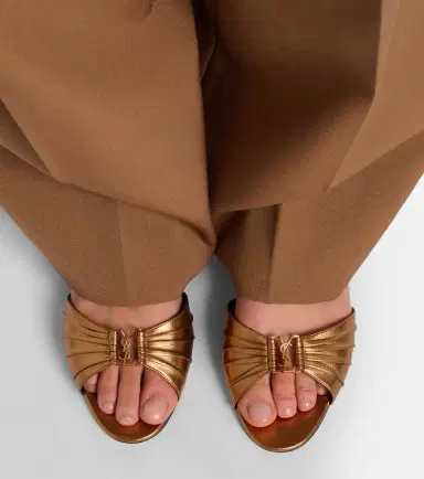 Saint Laurent Babylone metallic leather slides | Thumbnail 6 Saint Laurent Babylone metallic leather slides | Thumbnail 6